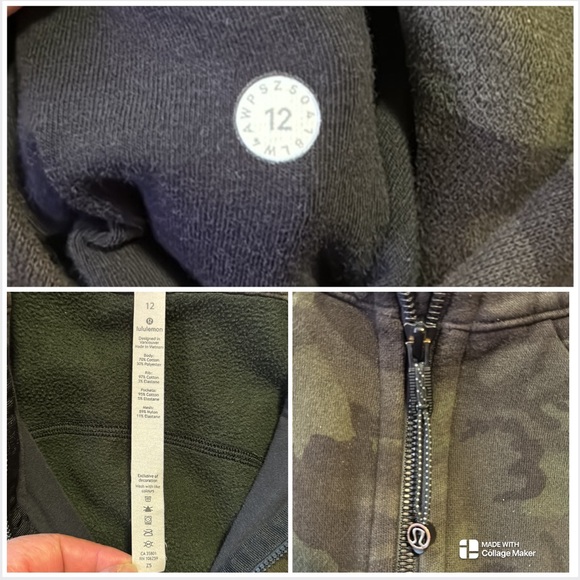 Lululemon Scuba Hoodie Light Cotton Fleece Incognito Camo Multi Gator Green 12 - Picture 15 of 16
